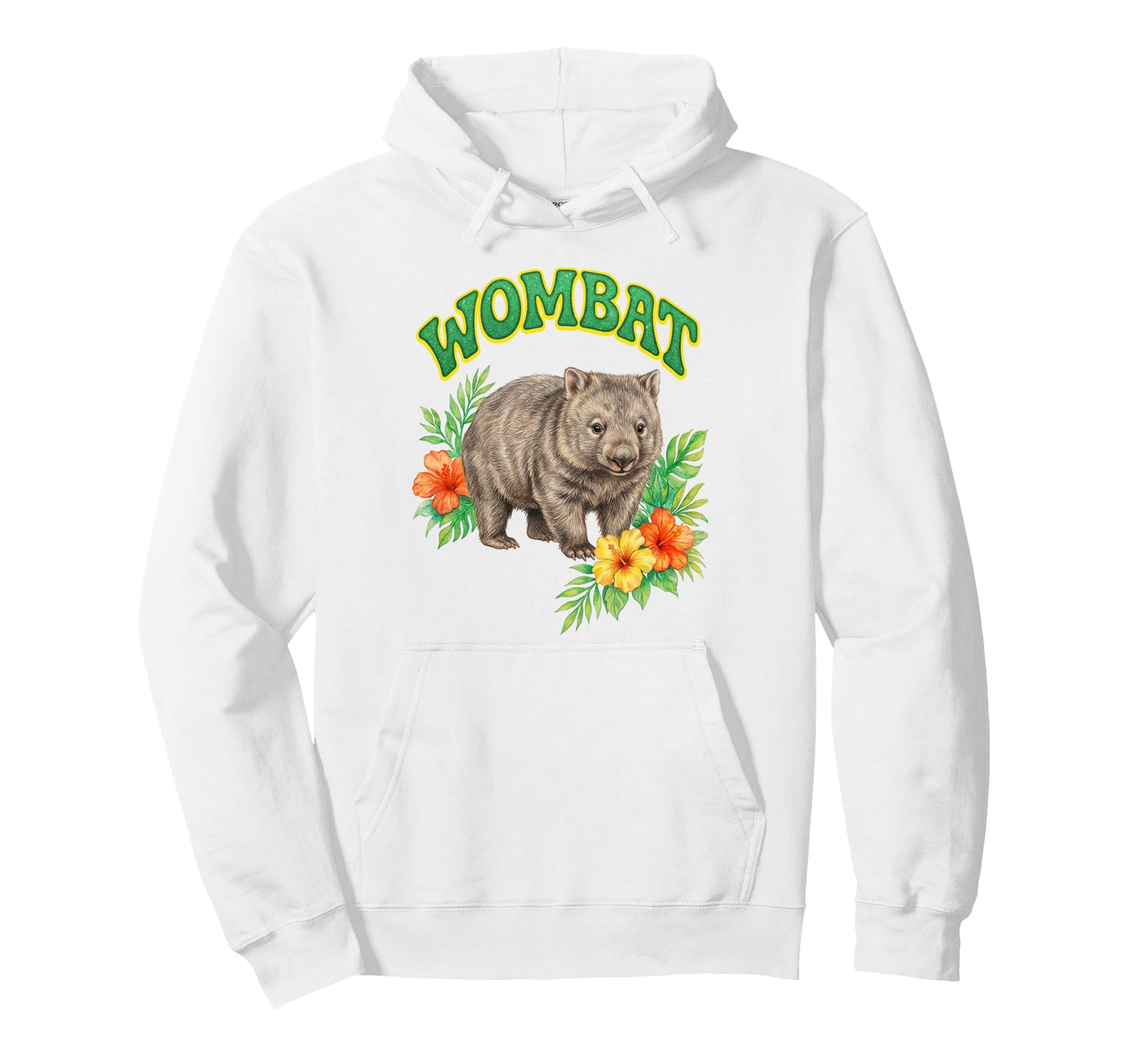 Wombat Groovy Floral Wombat Hoodie - Aesthetic Graphic for Adults - T-Shirt, Sweatshirt, Hoodie