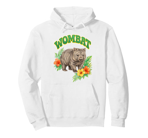 Wombat Groovy Floral Wombat Hoodie - Aesthetic Graphic for Adults - T-Shirt, Sweatshirt, Hoodie