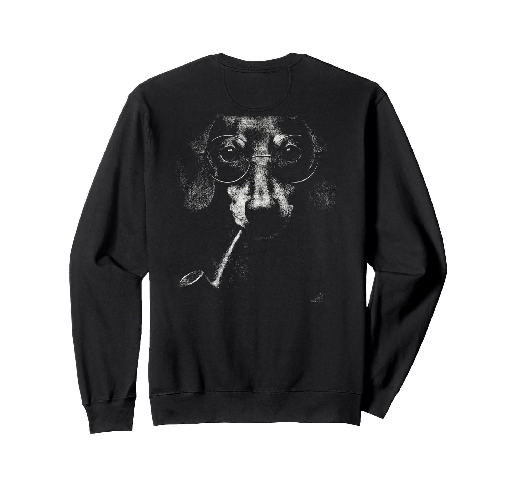 Dachshund Smoking Pipe Glasses Grunge Sweatshirt - Unique Graphic Unisex - T-Shirt, Sweatshirt, Hoodie