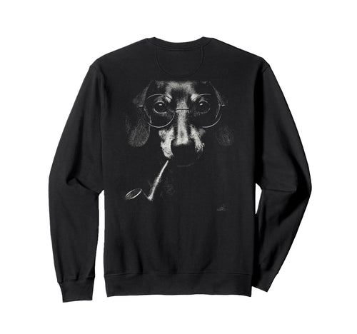 Dachshund Smoking Pipe Glasses Grunge Sweatshirt - Unique Graphic Unisex - T-Shirt, Sweatshirt, Hoodie