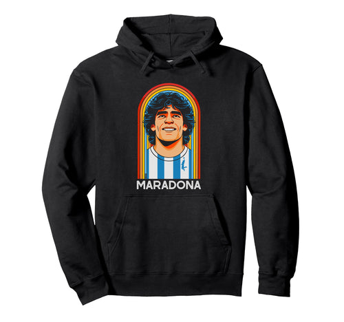 Diego Maradona Eighties Rainbow La Mano Hoodie - Aesthetic Graphic Unisex - T-Shirt, Sweatshirt, Hoodie