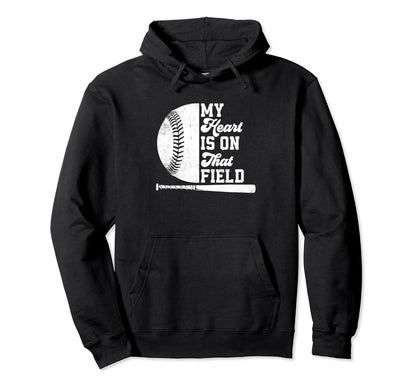 Proud Baseball Dad Fan My Heart Is That Hoodie - Trendy Graphic for Adults - T-Shirt, Sweatshirt, Hoodie