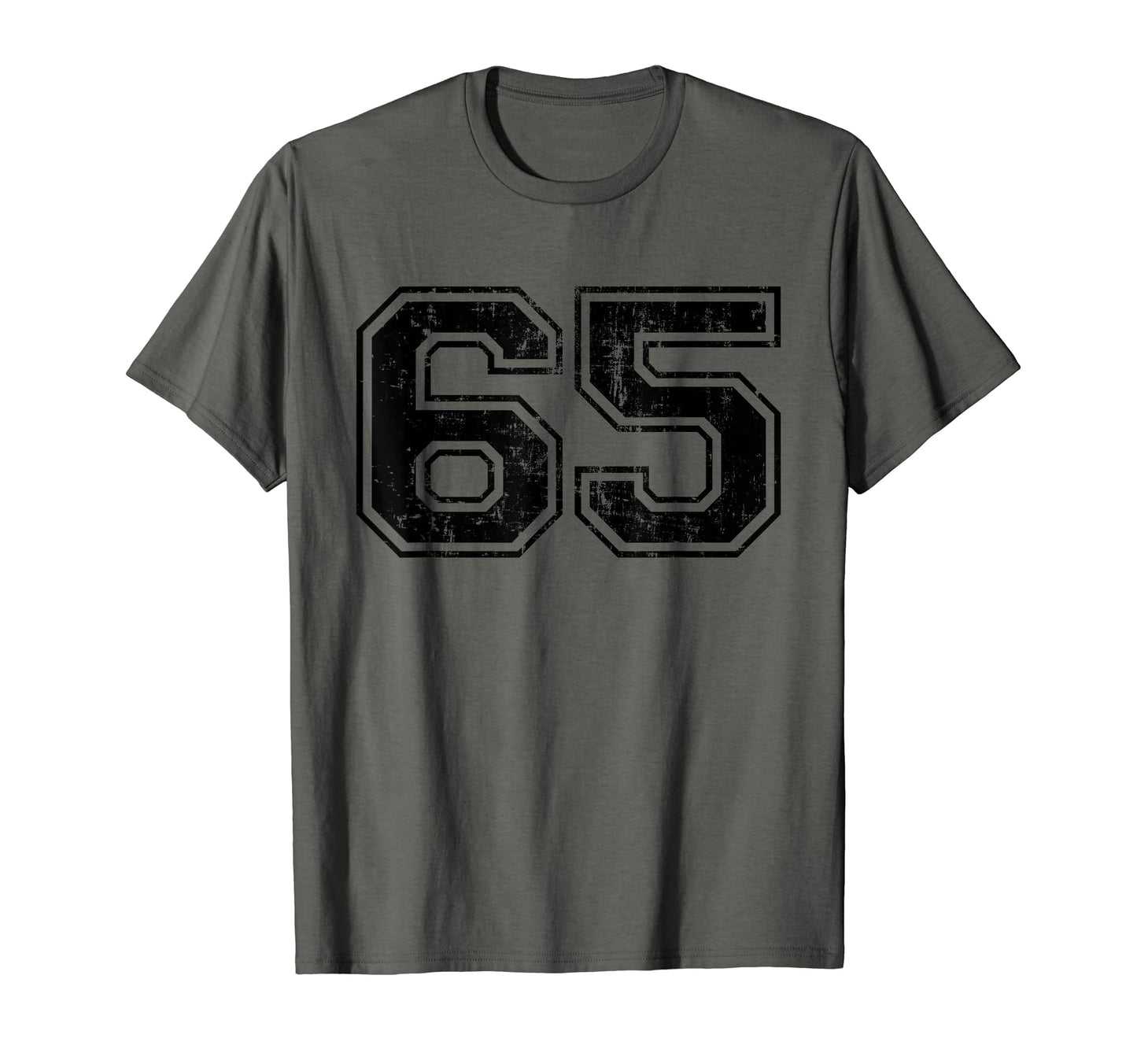Number 65 Varsity Distressed T-Shirt - Casual Everyday Wear for Adults - T-Shirt, Sweatshirt, Hoodie