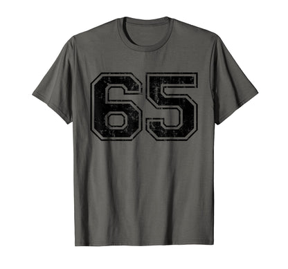 Number 65 Varsity Distressed T-Shirt - Casual Everyday Wear for Adults - T-Shirt, Sweatshirt, Hoodie