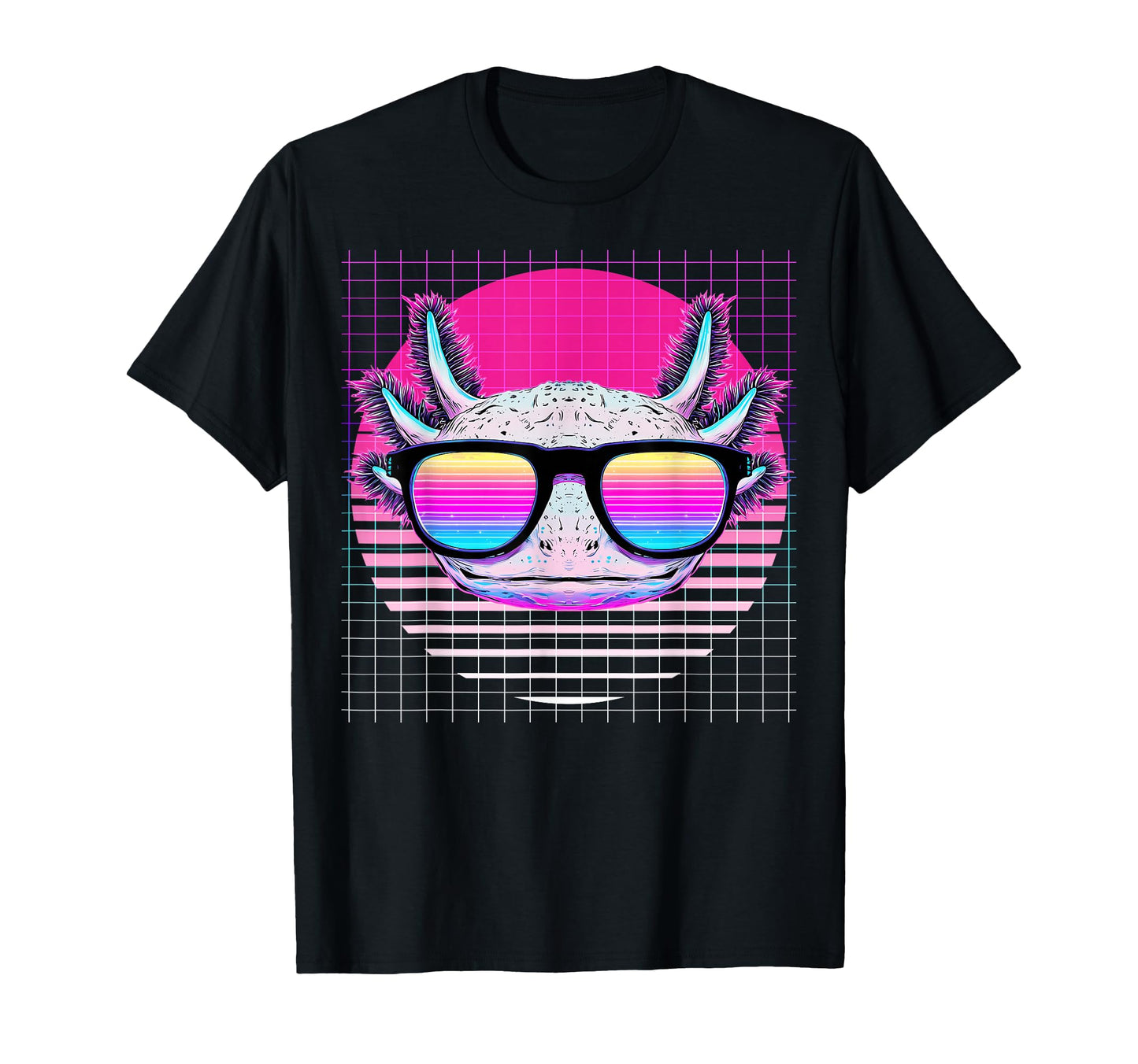Axolotl Sunglasses Amphibian Vaporwave T-Shirt - Custom Art Print Unisex - T-Shirt, Sweatshirt, Hoodie