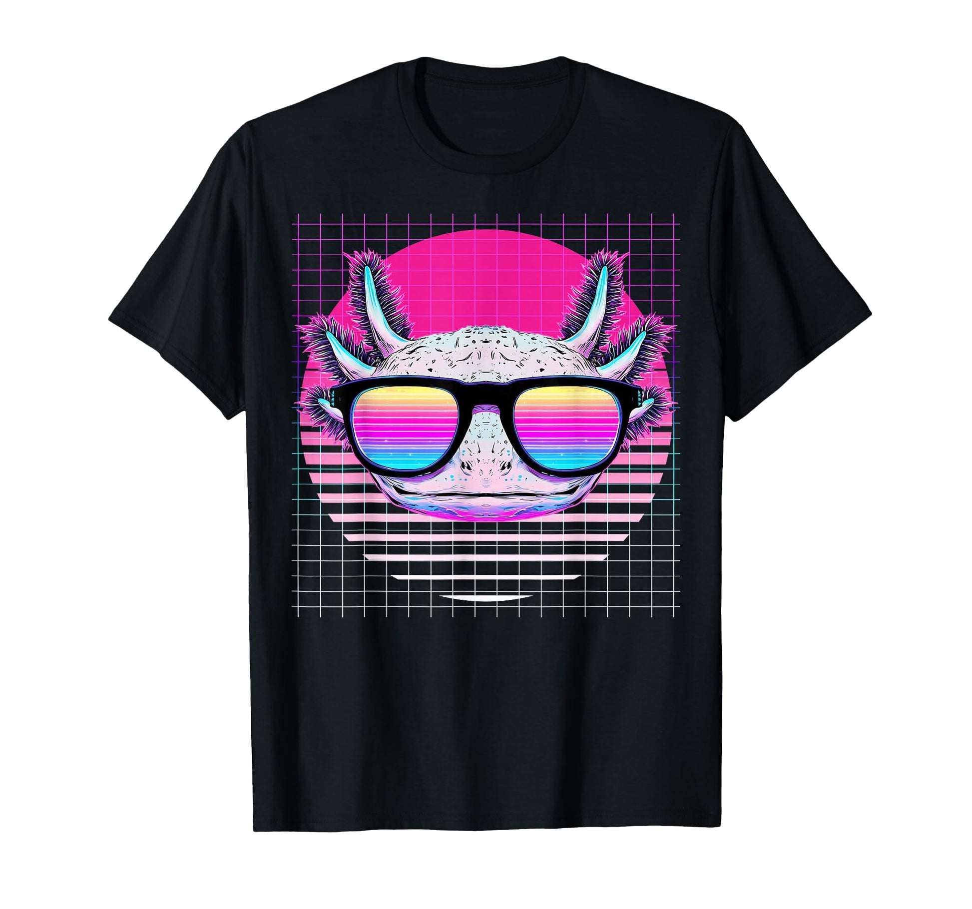 Axolotl Sunglasses Amphibian Vaporwave T-Shirt - Custom Art Print Unisex - T-Shirt, Sweatshirt, Hoodie