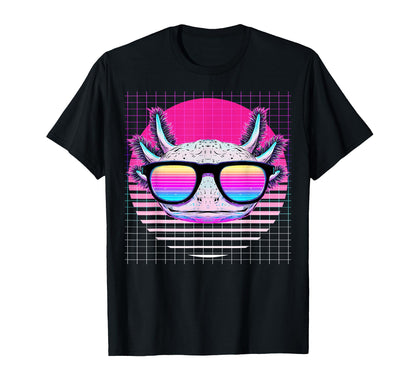 Axolotl Sunglasses Amphibian Vaporwave T-Shirt - Custom Art Print Unisex - T-Shirt, Sweatshirt, Hoodie
