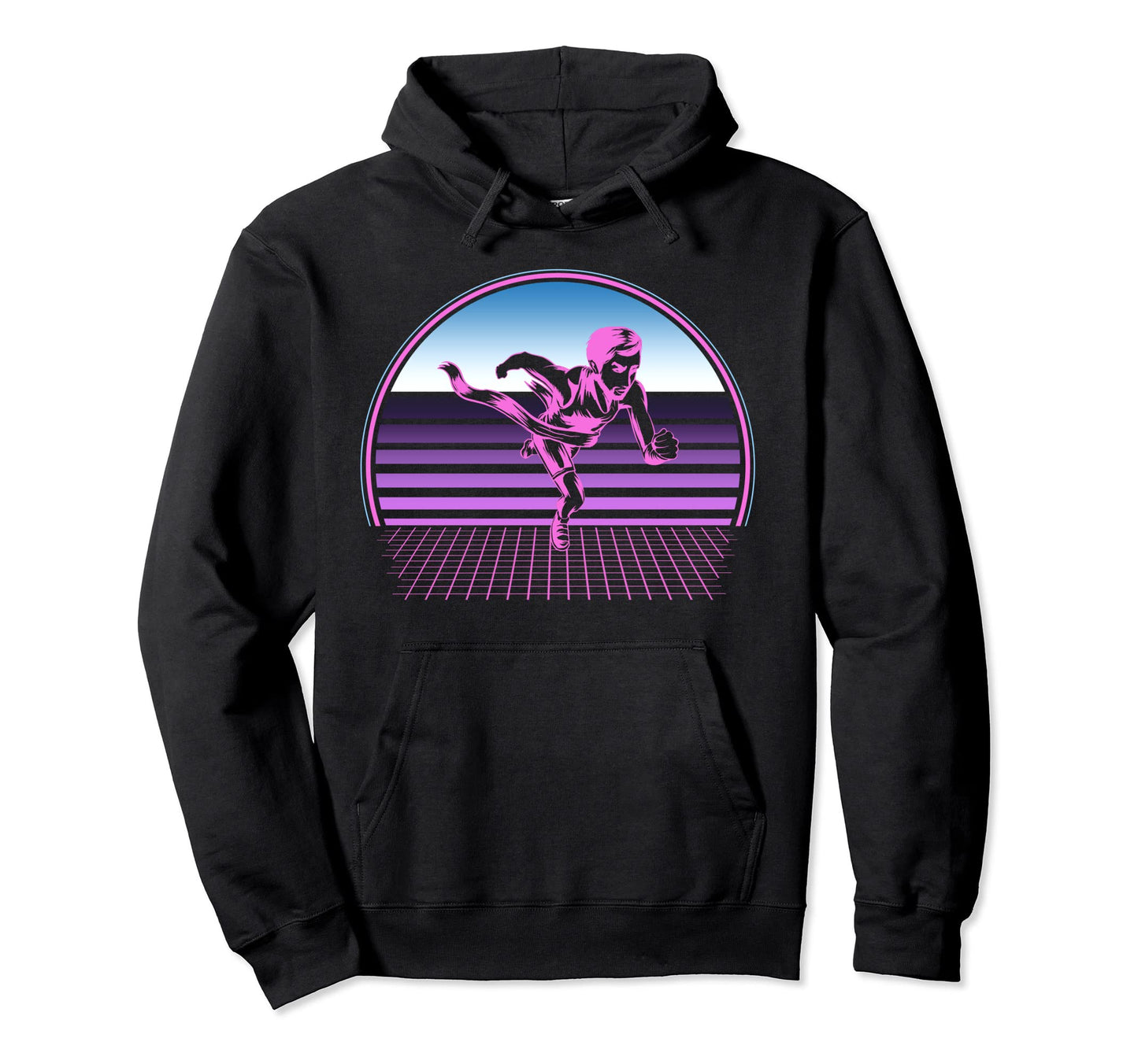Running 80S Vaporwave Aesthetic Runner Hoodie - Casual Everyday Wear Unisex - T-Shirt, Sweatshirt, Hoodie