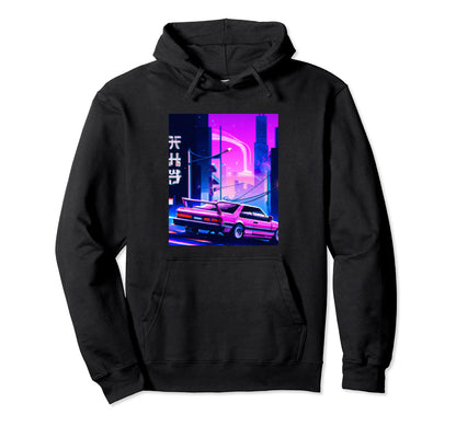 Vaporwave Car Synthwave City Vaporwave Hoodie - Graphic Print Men Women - T-Shirt, Sweatshirt, Hoodie