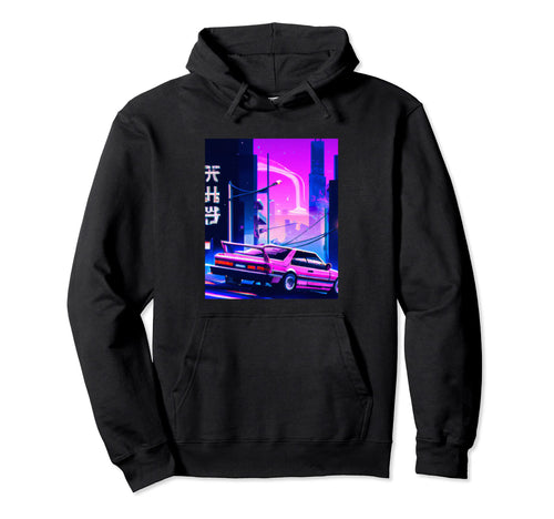 Vaporwave Car Synthwave City Vaporwave Hoodie - Graphic Print Men Women - T-Shirt, Sweatshirt, Hoodie