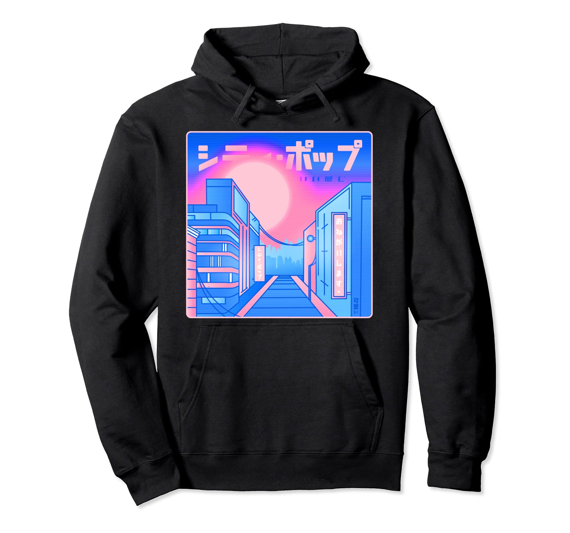 Japanese Synthwave Aesthetic Japan Hoodie - Trendy Graphic Men Women - T-Shirt, Sweatshirt, Hoodie