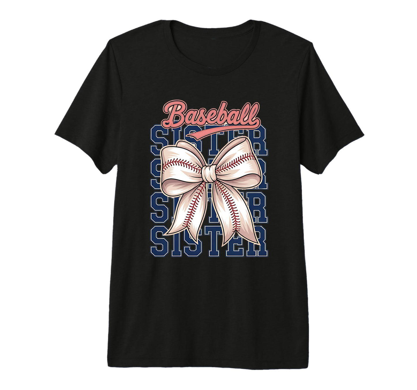 Baseball Sister Coquette Bow Tri T-Shirt - Aesthetic Graphic for Adults - T-Shirt, Sweatshirt, Hoodie