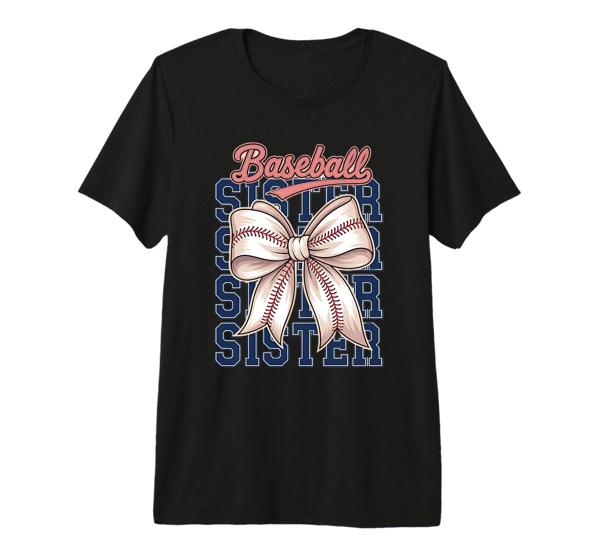 Baseball Sister Coquette Bow Tri T-Shirt - Aesthetic Graphic for Adults - T-Shirt, Sweatshirt, Hoodie