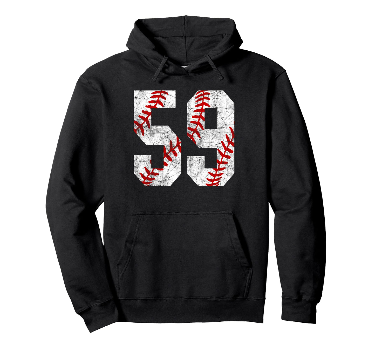 Distressed Baseball Number 59 Jersey Hoodie - Trendy Graphic Unisex - T-Shirt, Sweatshirt, Hoodie
