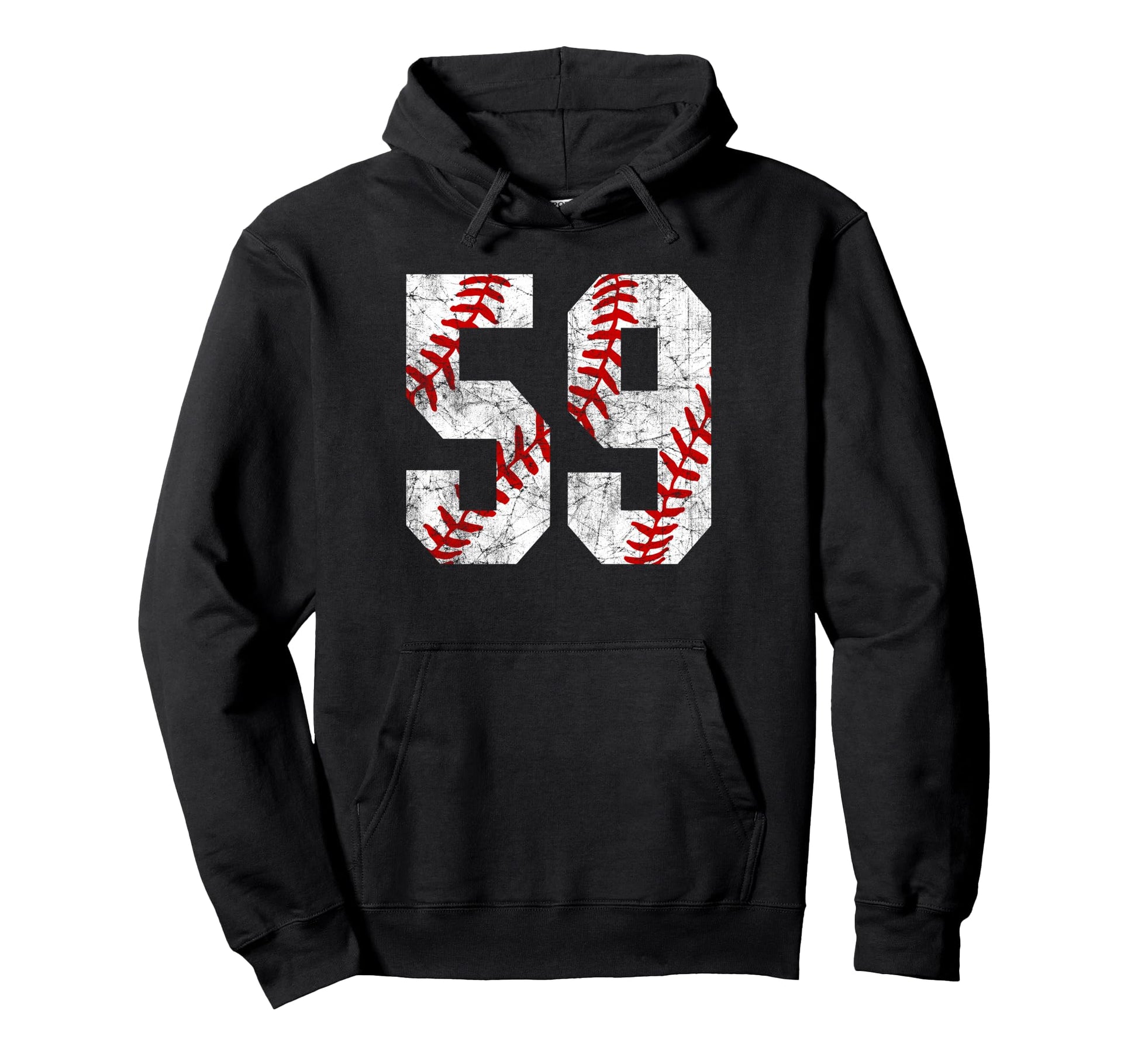 Distressed Baseball Number 59 Jersey Hoodie - Trendy Graphic Unisex - T-Shirt, Sweatshirt, Hoodie