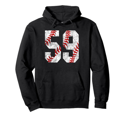 Distressed Baseball Number 59 Jersey Hoodie - Trendy Graphic Unisex - T-Shirt, Sweatshirt, Hoodie