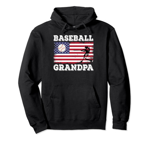American Flag Baseball Grandpa Player Hoodie - Unique Graphic for Adults - T-Shirt, Sweatshirt, Hoodie