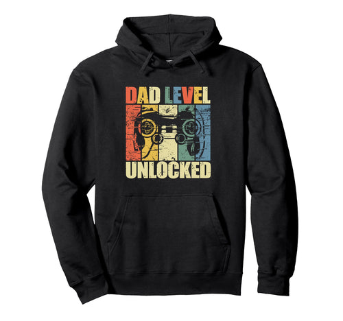 Dad Level Unlocked Gaming Controller Fathers Hoodie - Graphic Print Unisex - T-Shirt, Sweatshirt, Hoodie