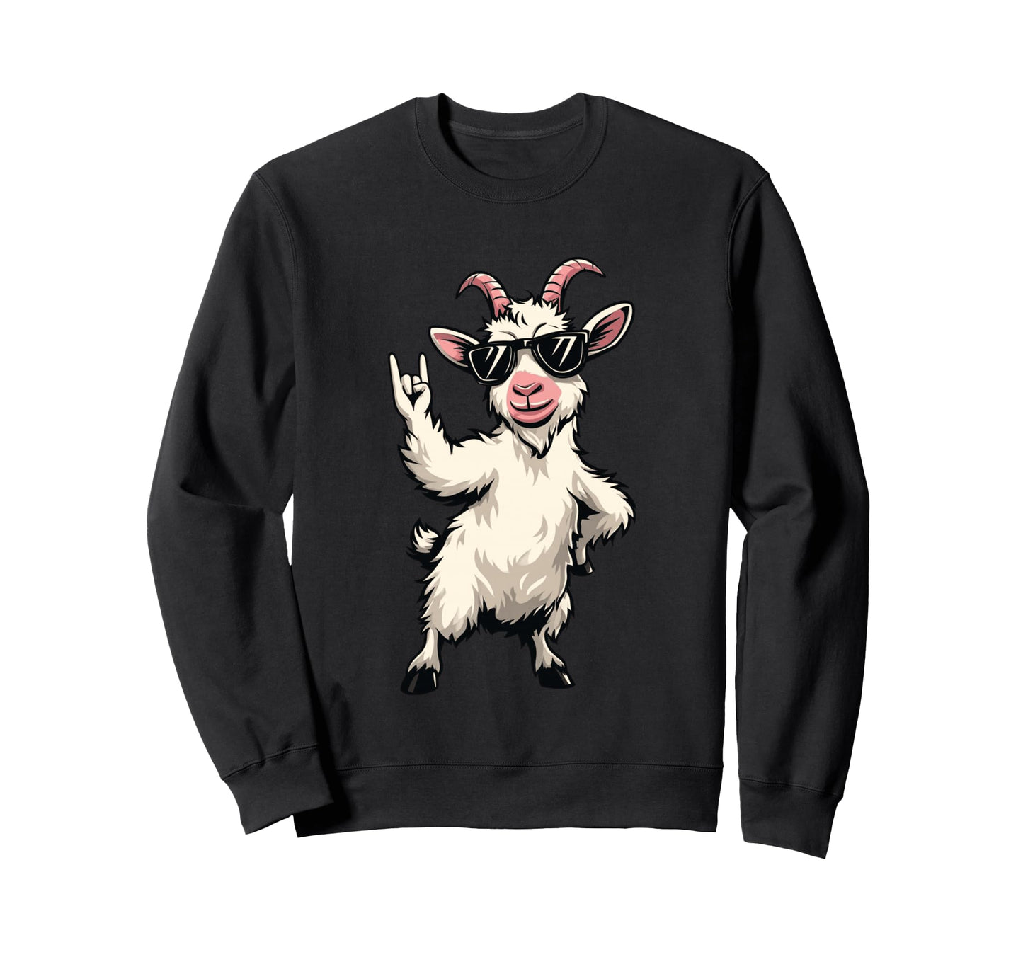 White Goat Rock Hand Sign Sweatshirt - Custom Art Print for Adults - T-Shirt, Sweatshirt, Hoodie