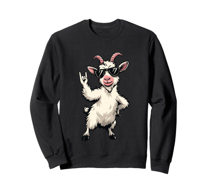 White Goat Rock Hand Sign Sweatshirt - Custom Art Print for Adults - T-Shirt, Sweatshirt, Hoodie