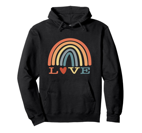 Rainbow Love Groovy Heart Boho 70S Hoodie - Trendy Graphic for Adults - T-Shirt, Sweatshirt, Hoodie