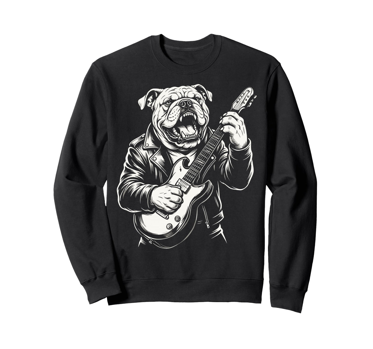 Funny Bulldog Dog Playing Guitar Sweatshirt - Streetwear Style Men Women - T-Shirt, Sweatshirt, Hoodie