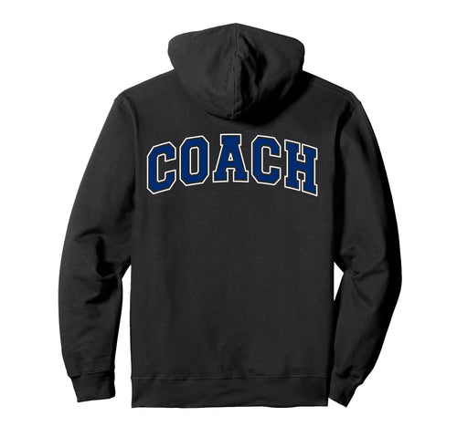 Coach Sports Trainer Varsity Blue White Hoodie - Aesthetic Graphic Unisex - T-Shirt, Sweatshirt, Hoodie