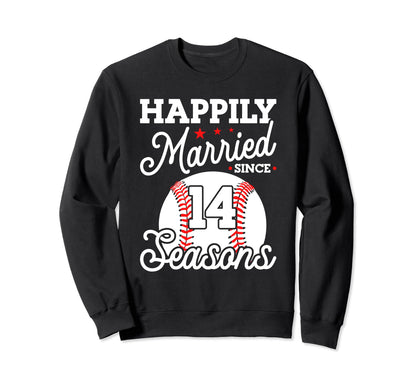 14Th Wedding Anniversary Baseball Sweatshirt - Unique Graphic Men Women - T-Shirt, Sweatshirt, Hoodie