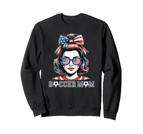 Patriotic Soccer Mom American Flag Sweatshirt - Graphic Print for Adults - T-Shirt, Sweatshirt, Hoodie