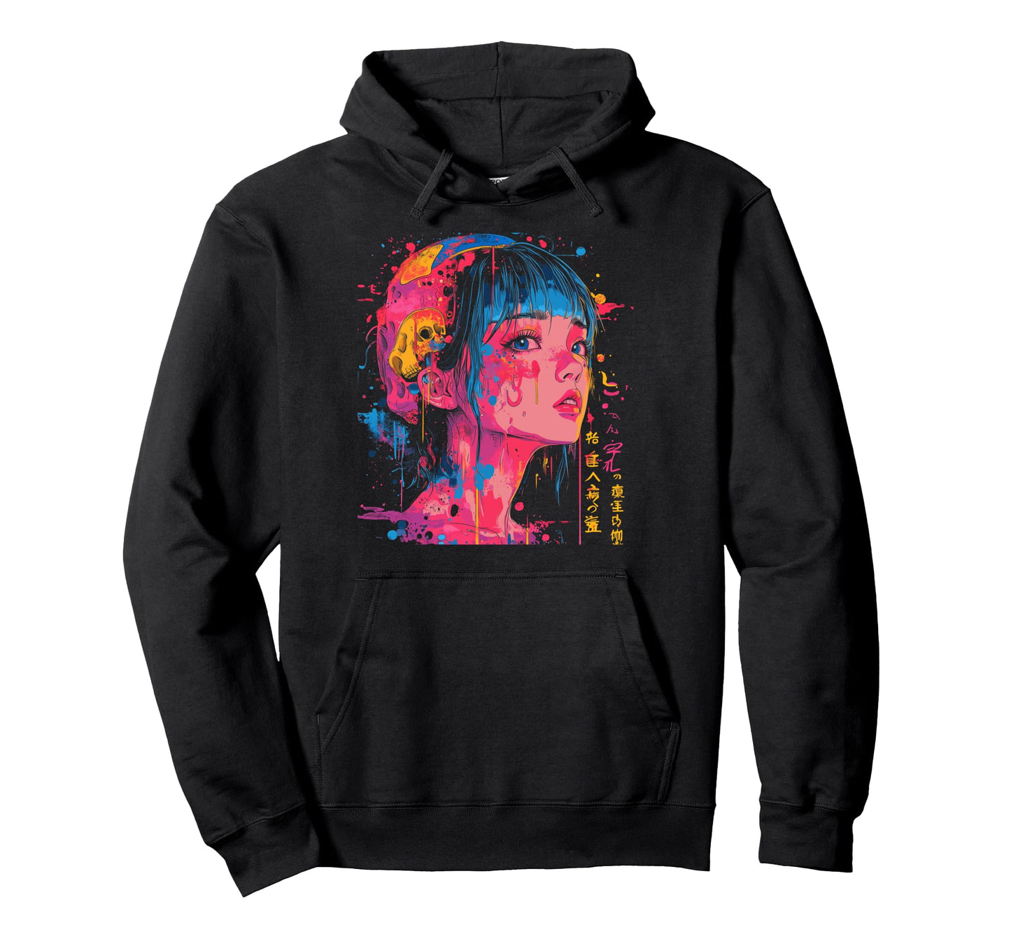 Goth Grunge Demon Anime Waifu Horror Hoodie - Novelty Apparel for Adults - T-Shirt, Sweatshirt, Hoodie