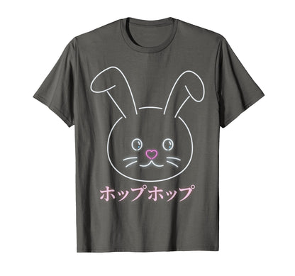 Smiling Bunny Anime Vaporwave Japanese T-Shirt - Aesthetic Graphic Unisex - T-Shirt, Sweatshirt, Hoodie