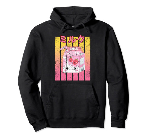 Kawaii Strawberry Milk Japanese Anime Hoodie - Streetwear Style Unisex - T-Shirt, Sweatshirt, Hoodie