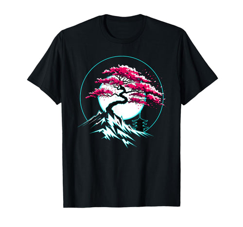 Mount Fuji Art Sakura Japan Vaporwave T-Shirt - Graphic Print for Adults - T-Shirt, Sweatshirt, Hoodie