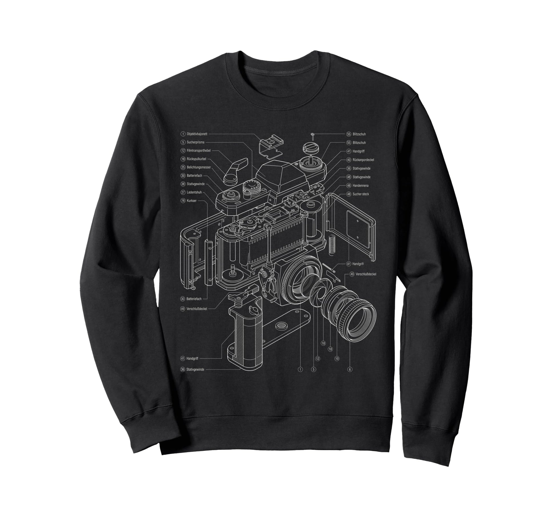 Camera Schematic Film Photography Sweatshirt - Unique Graphic Unisex - T-Shirt, Sweatshirt, Hoodie