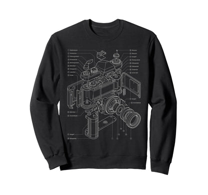 Camera Schematic Film Photography Sweatshirt - Unique Graphic Unisex - T-Shirt, Sweatshirt, Hoodie