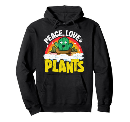Peace Love Plants Rainbow Landscaper Hoodie - Unique Graphic for Adults - T-Shirt, Sweatshirt, Hoodie