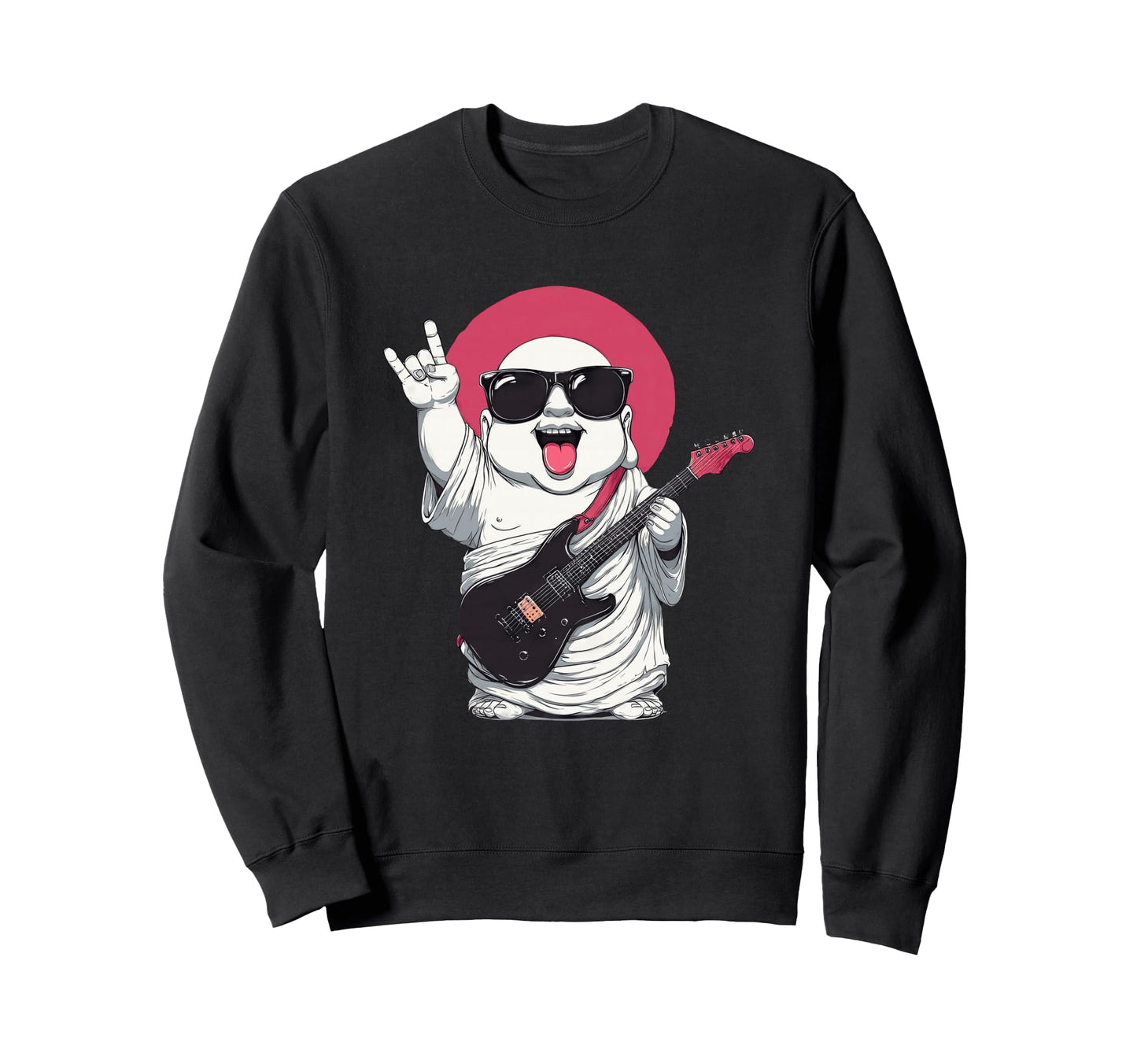 Funny Buddha Rock Music Guitar Sweatshirt - Custom Art Print Men Women - T-Shirt, Sweatshirt, Hoodie