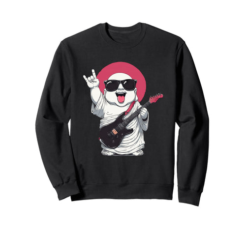 Funny Buddha Rock Music Guitar Sweatshirt - Custom Art Print Men Women - T-Shirt, Sweatshirt, Hoodie