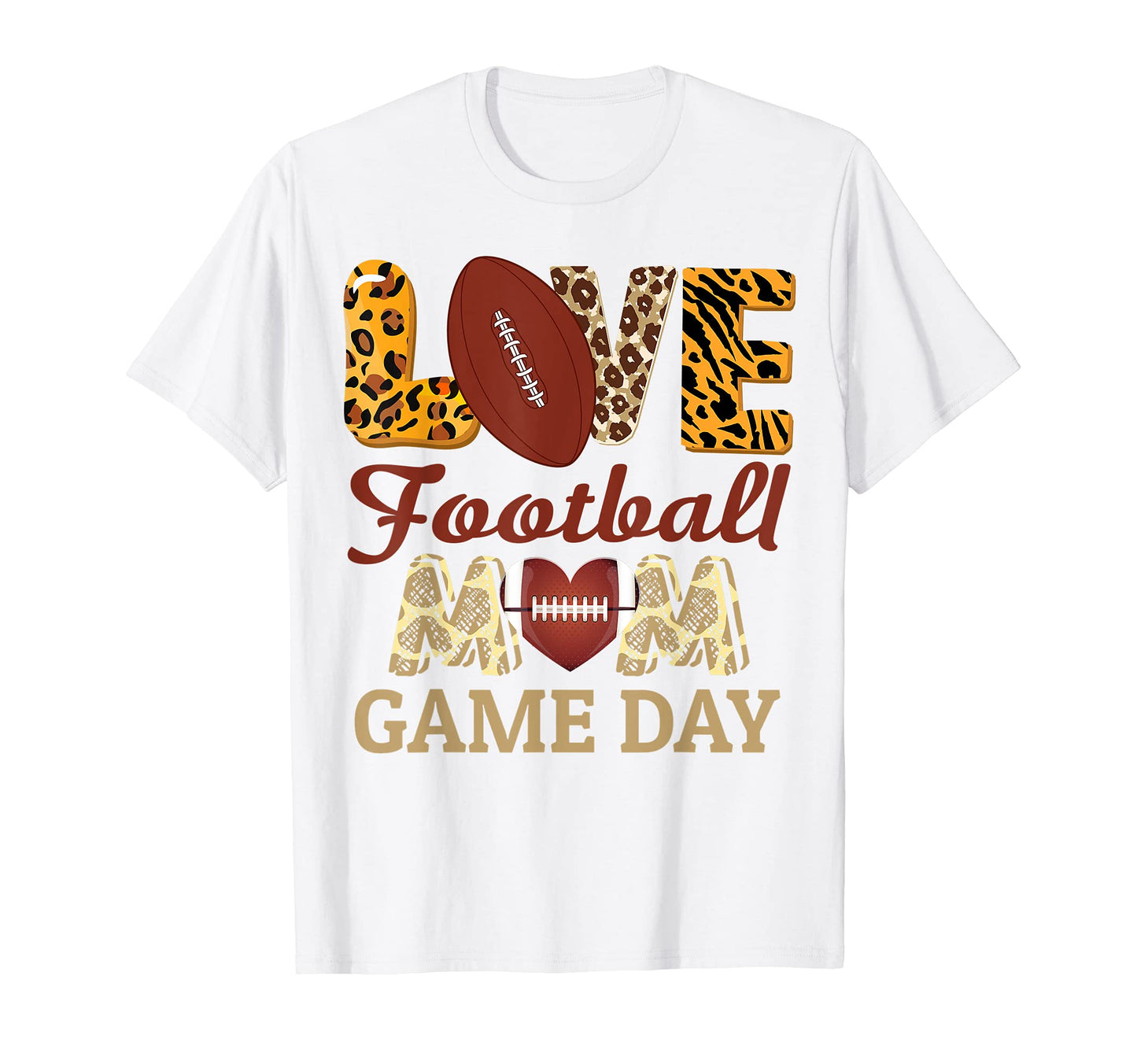 Game Day Football Mom Leopard Football T-Shirt - Aesthetic Graphic Unisex - T-Shirt, Sweatshirt, Hoodie