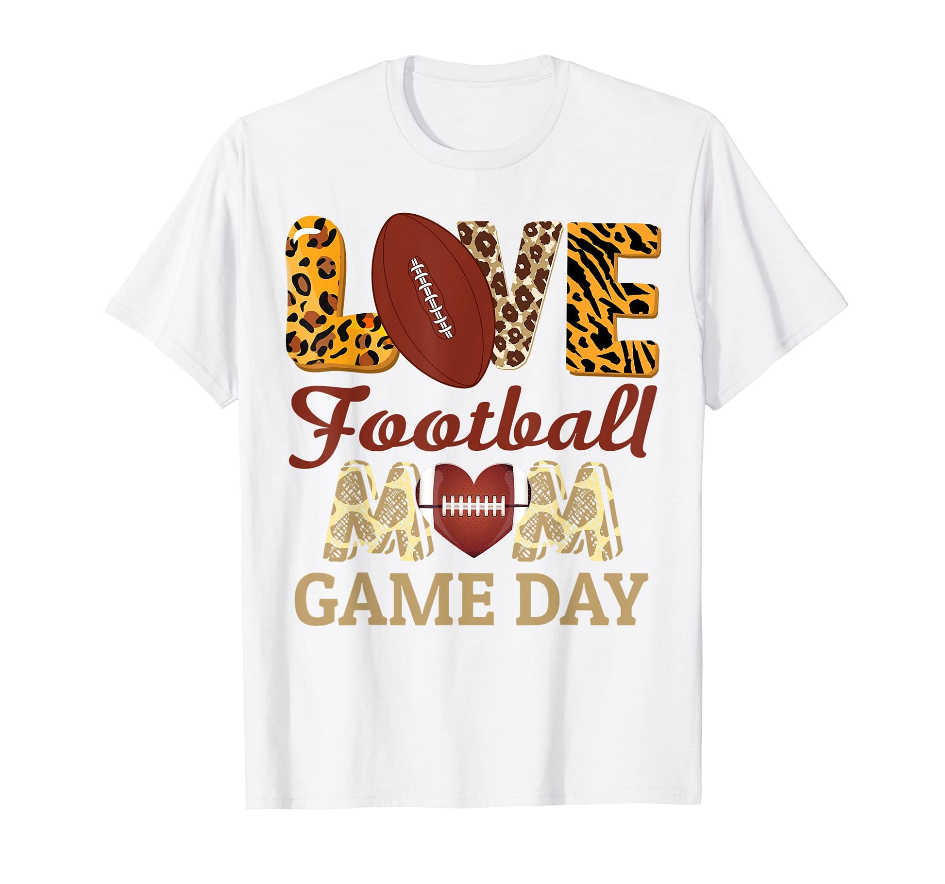 Game Day Football Mom Leopard Football T-Shirt - Aesthetic Graphic Unisex - T-Shirt, Sweatshirt, Hoodie