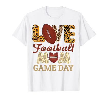 Game Day Football Mom Leopard Football T-Shirt - Aesthetic Graphic Unisex - T-Shirt, Sweatshirt, Hoodie