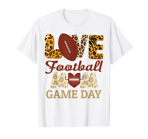 Game Day Football Mom Leopard Football T-Shirt - Aesthetic Graphic Unisex - T-Shirt, Sweatshirt, Hoodie