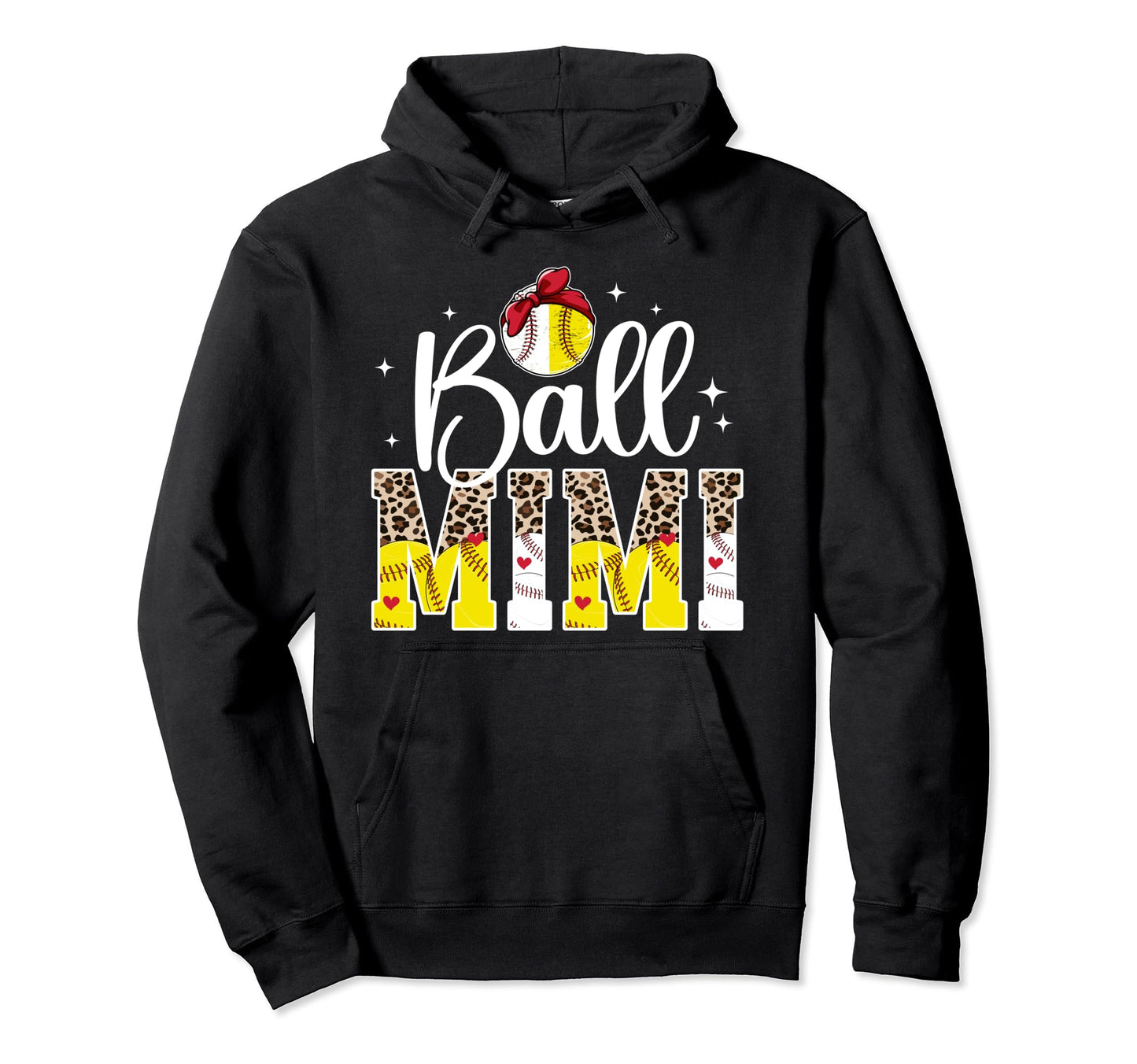 Ball Mimi Leopard Baseball Softball Hoodie - Minimalist Print Men Women - T-Shirt, Sweatshirt, Hoodie