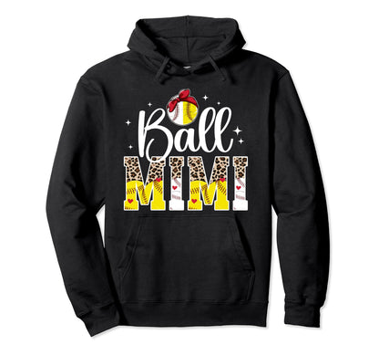 Ball Mimi Leopard Baseball Softball Hoodie - Minimalist Print Men Women - T-Shirt, Sweatshirt, Hoodie