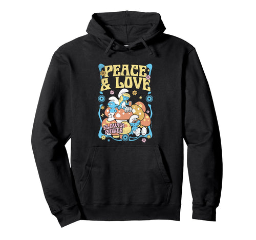 Smurfs Peace Love Flower Power Hoodie - Casual Everyday Wear for Adults - T-Shirt, Sweatshirt, Hoodie