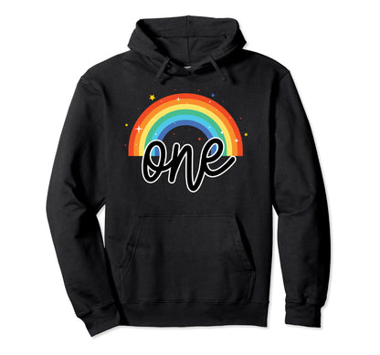 One Year Bithrday Rainbow Party 1 Year Hoodie - Unique Graphic for Adults - T-Shirt, Sweatshirt, Hoodie