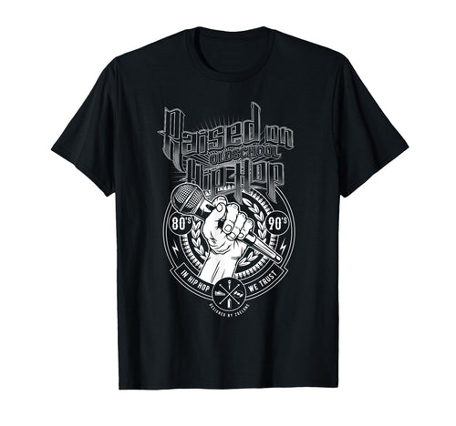 Raised Old School Hip Hop And Microphone T-Shirt - Graphic Print Men Women - T-Shirt, Sweatshirt, Hoodie
