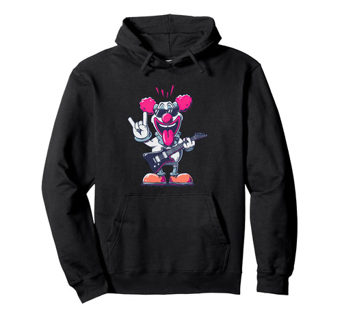 Funny Clown Guitar Player Rock Music Cartoon Hoodie - Trendy Graphic Unisex - T-Shirt, Sweatshirt, Hoodie