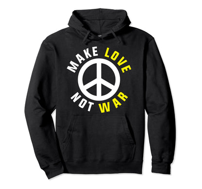 Make Love Not War Peace Peaceful Hoodie - Minimalist Print for Adults - T-Shirt, Sweatshirt, Hoodie