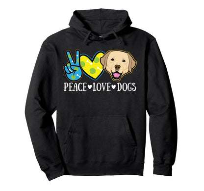 Peace Love Dogs Puppy Pawsome Dog Hoodie - Aesthetic Graphic Men Women - T-Shirt, Sweatshirt, Hoodie